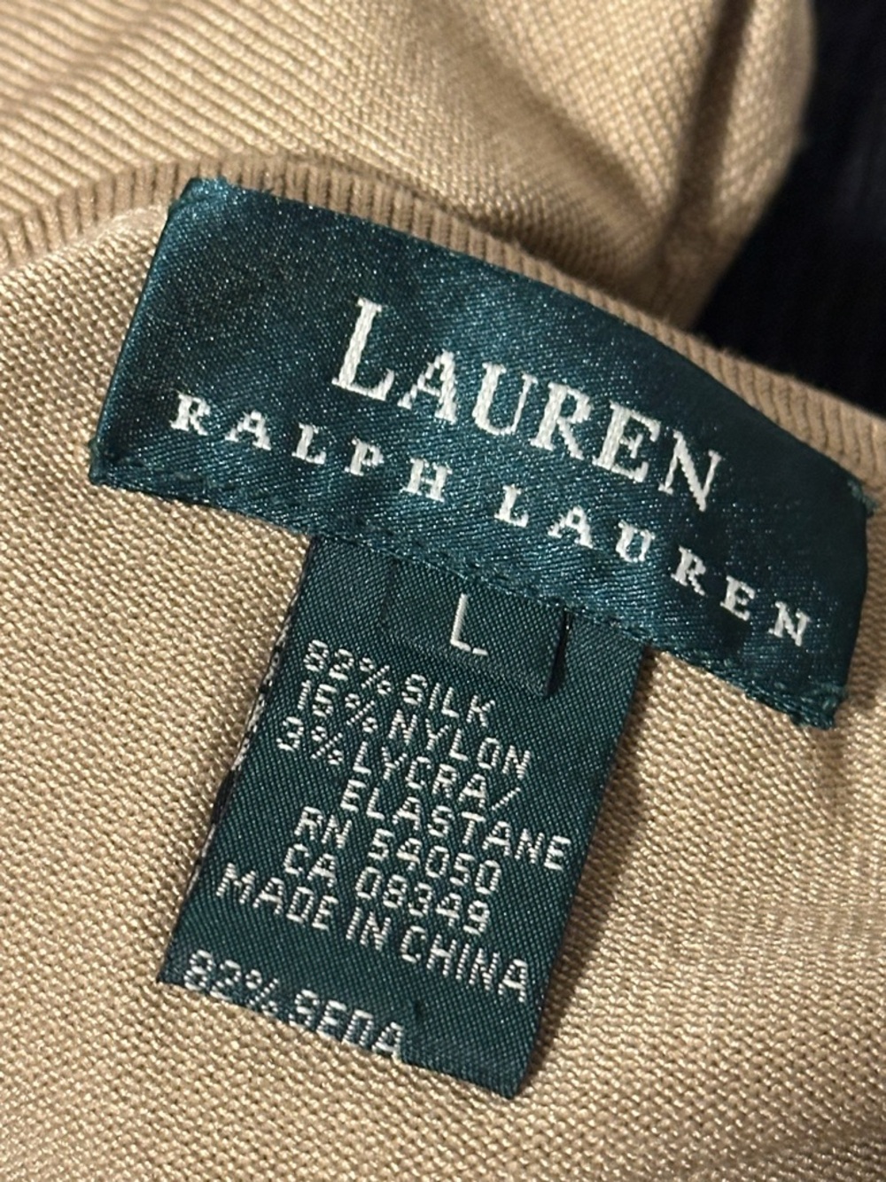 Ralph Lauren‎ Silk-Blend Crew Neck Long Sleeve Top - Beige. Women’s Large. - Picture 2 of 5
